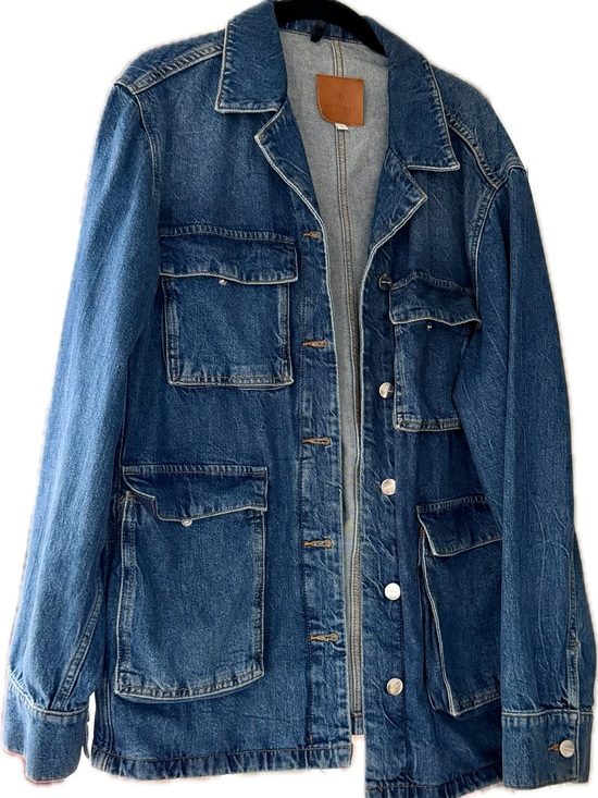 Anine Bing Jackets & Blazers - Anine Bing Denim Jacket Utility Blue Oversized Pockets Button Front
